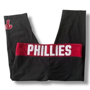 Phillies Black Leggings with Red Waistband